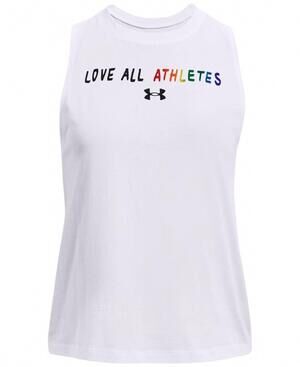 NEW UNDER ARMOUR women's love all athletes graphic-print tank top in white